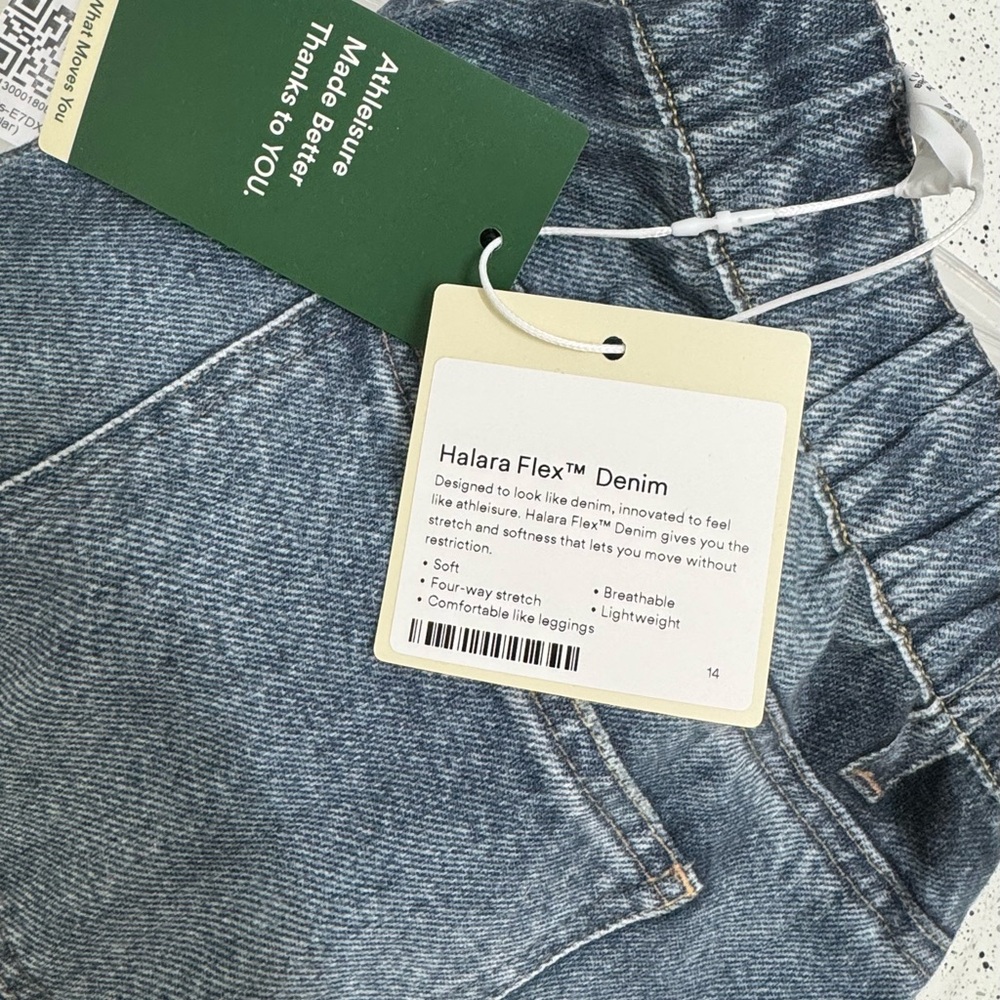 NWT Halara Mid Rise Denim Print French Terry Casual Sweatpants Jeans, XS - Picture 6 of 6